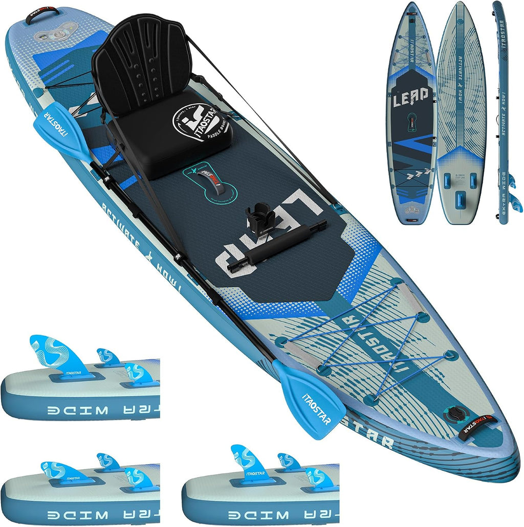 iTAOSTAR Lead 12' × 35' / 11' × 33' Stand Up Paddle Board Inflatable, Extar Wide SUP Board with 5 Fins Stable Design for Adults, Youth, All Skill Levels, Lakes, Oceans