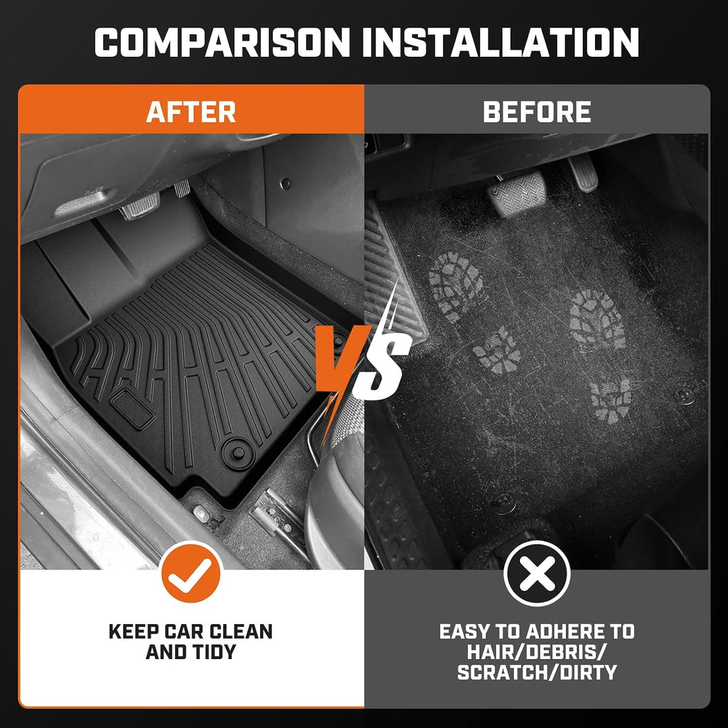 Mixsuper Floor Mat & Cargo Liner for Hyundai Kona 2018-2023/Kona N 2022-2023(No for EV),All Weather TPE Floor Liners with Trunk Mat & Backrest Protectors,Kona Accessories,Anti-Slip Floor Liners Set