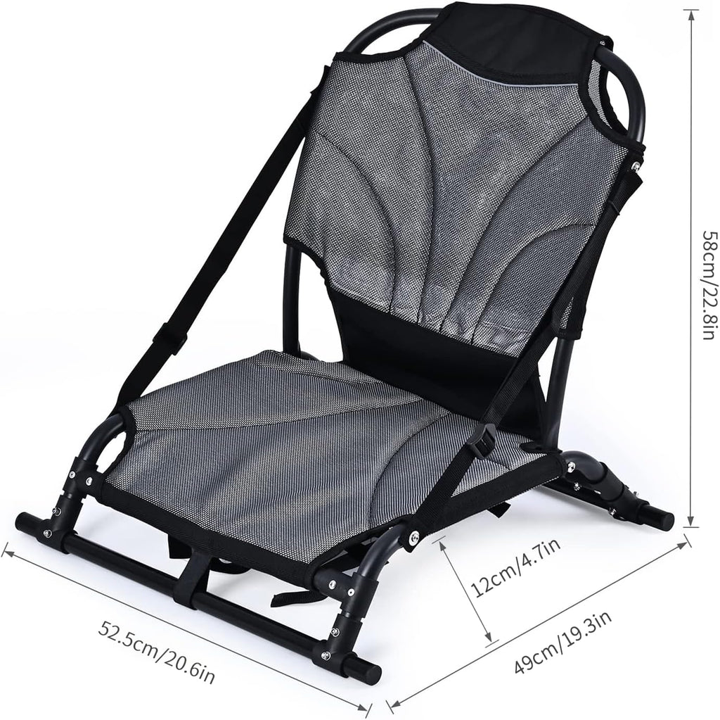 Kayak Seats with Back Support, Aluminum Alloy Folding Kayak Seat, Breathable Textile Mesh Fabric Material, Adjustable Universal Paddle Board Seat for Fishing, Inflatable Kayaks, Sup, Canoe