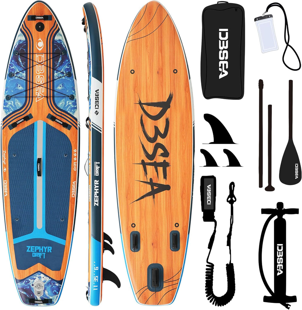 11 ft Inflatable Paddle Board with SUP Accessories, Non Slip EVA Deck, Extra Long Extra Wide iSUP, All Around Stand Up Paddle Board for Adults & Youth