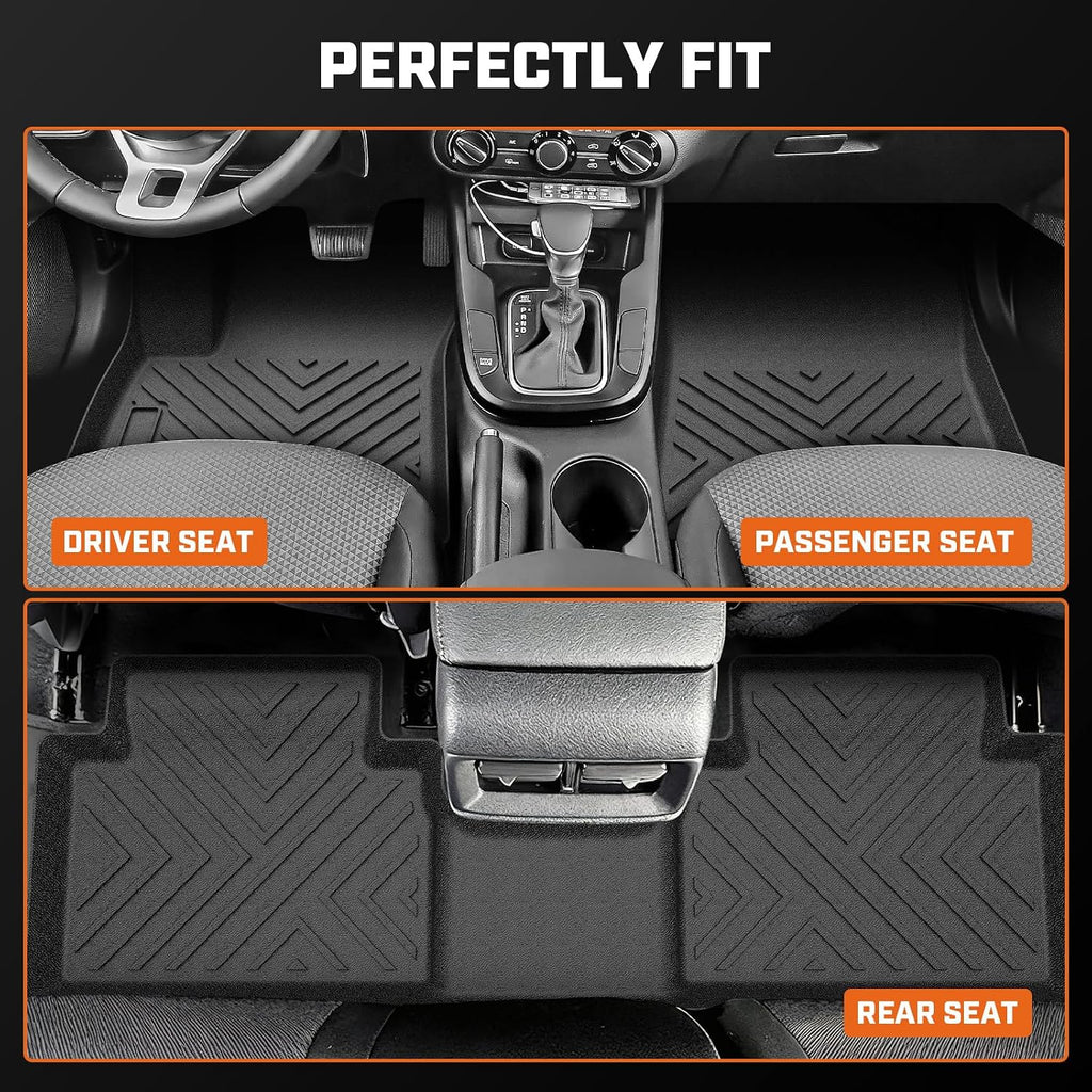 Mixsuper Floor Mat & Cargo Liner for Kia Soul 2020-2026(Including the lower Floor of the trunk),All Weather TPE Floor mat with Backrest and Door Sill Guards Soul Accessories,Anti-Slip Floor Liners Set