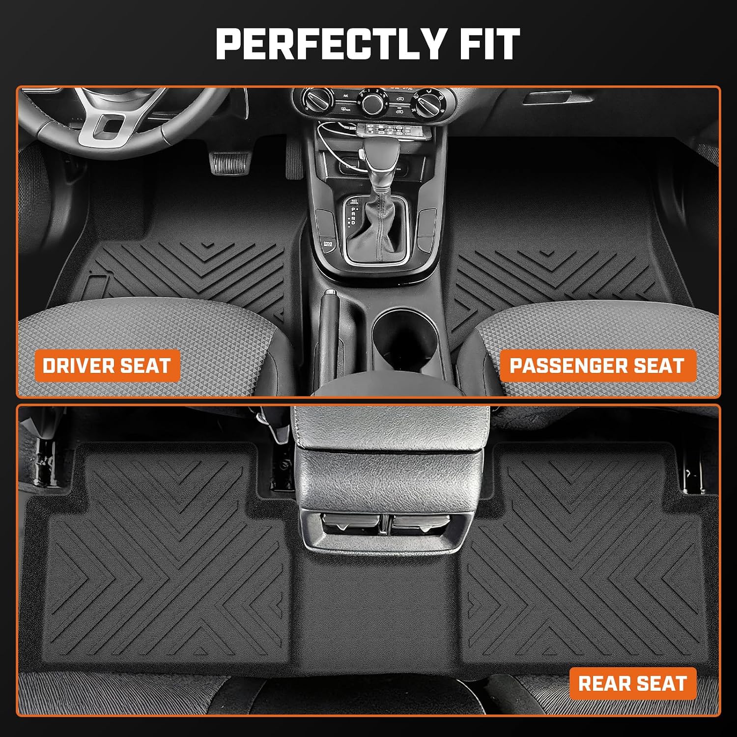Mixsuper Floor Mat & Cargo Liner for Kia Soul 2020-2026(Including the lower Floor of the trunk),All Weather TPE Floor mat with Backrest and Door Sill Guards Soul Accessories,Anti-Slip Floor Liners Set