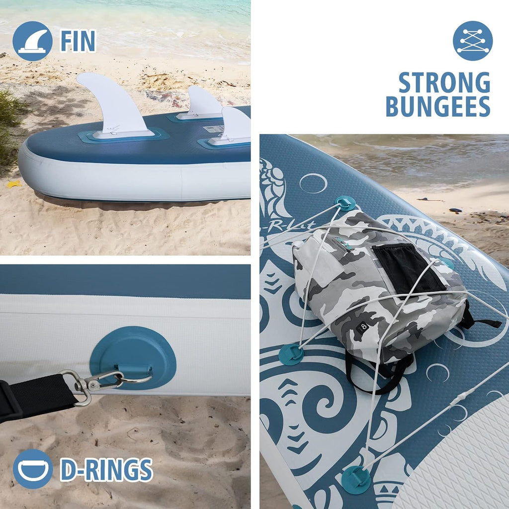 FEATH-R-LITE Inflatable Paddle Board Stand Up Paddleboards for Adults SUP with Premium Accessories Pump, Adjustable Paddle, Leash, Three Fins, Backpack