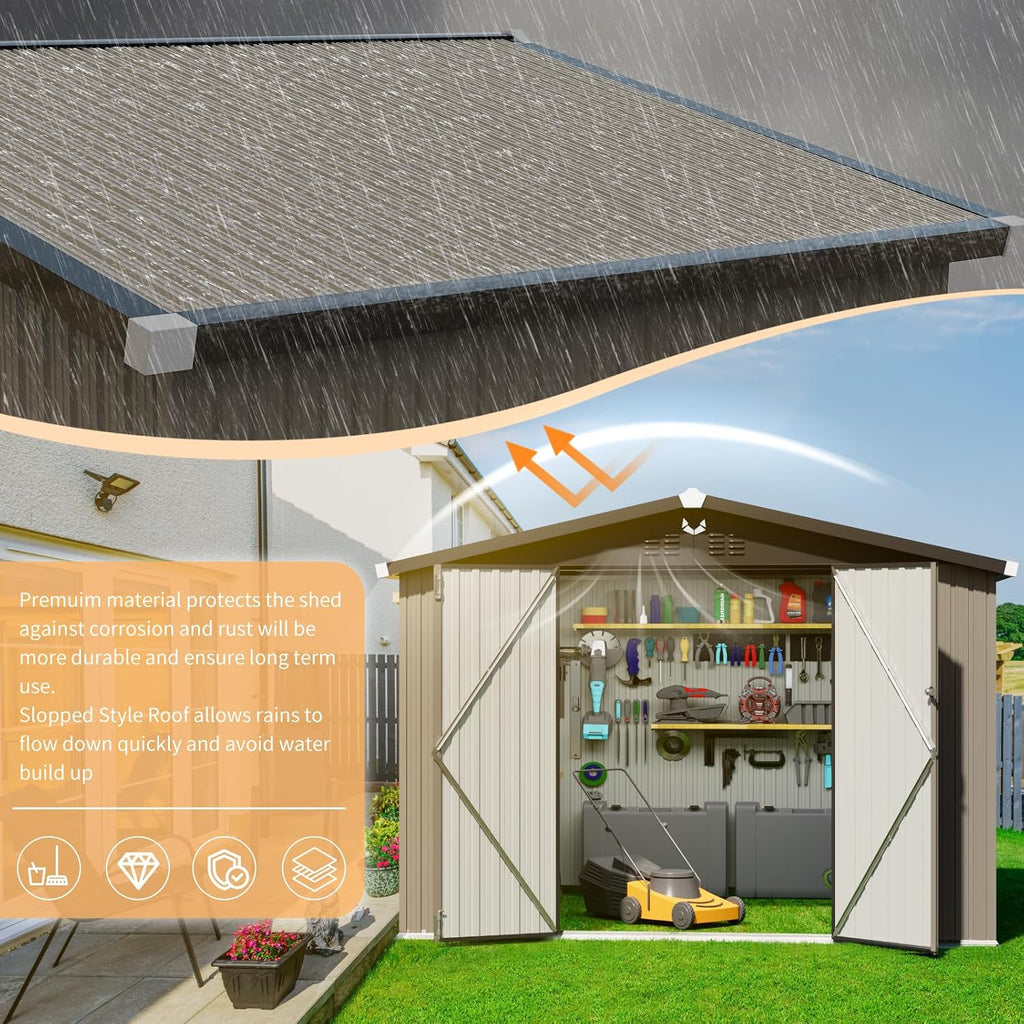 Outdoor Storage Shed 10x8 FT,Metal Tool Sheds,Waterproof Outside Storage Shed,Large Storage Building with Lockable Door