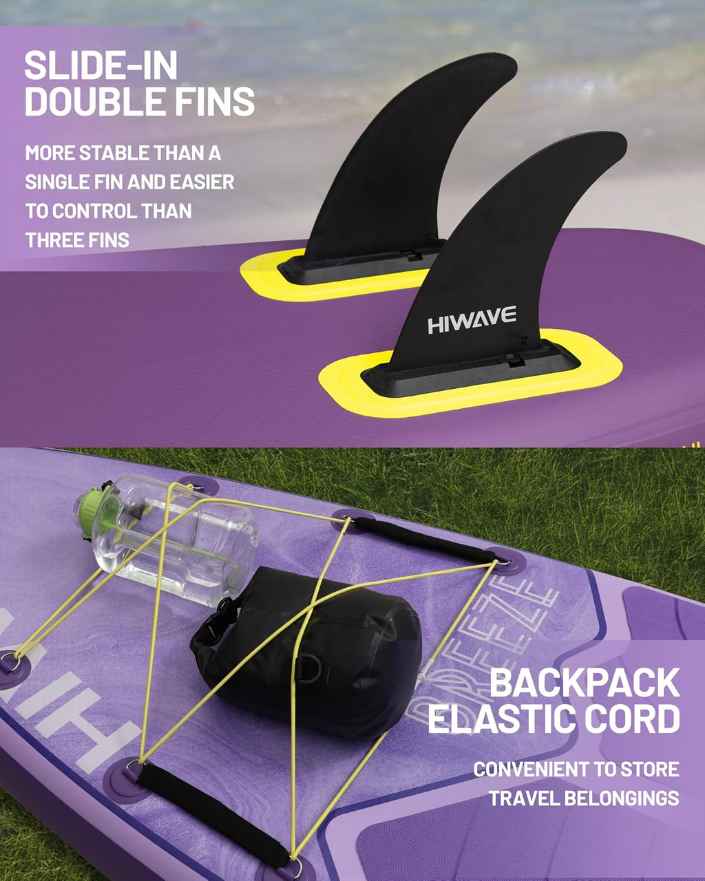 Hiwave Inflatable Stand Up Paddle Board 11'*34'*6' Sup Board, 420lbs Capacity Adult&Youth Paddle Board, Pet Friendly for Ocean&Lake, w/Double Action Hand Pump