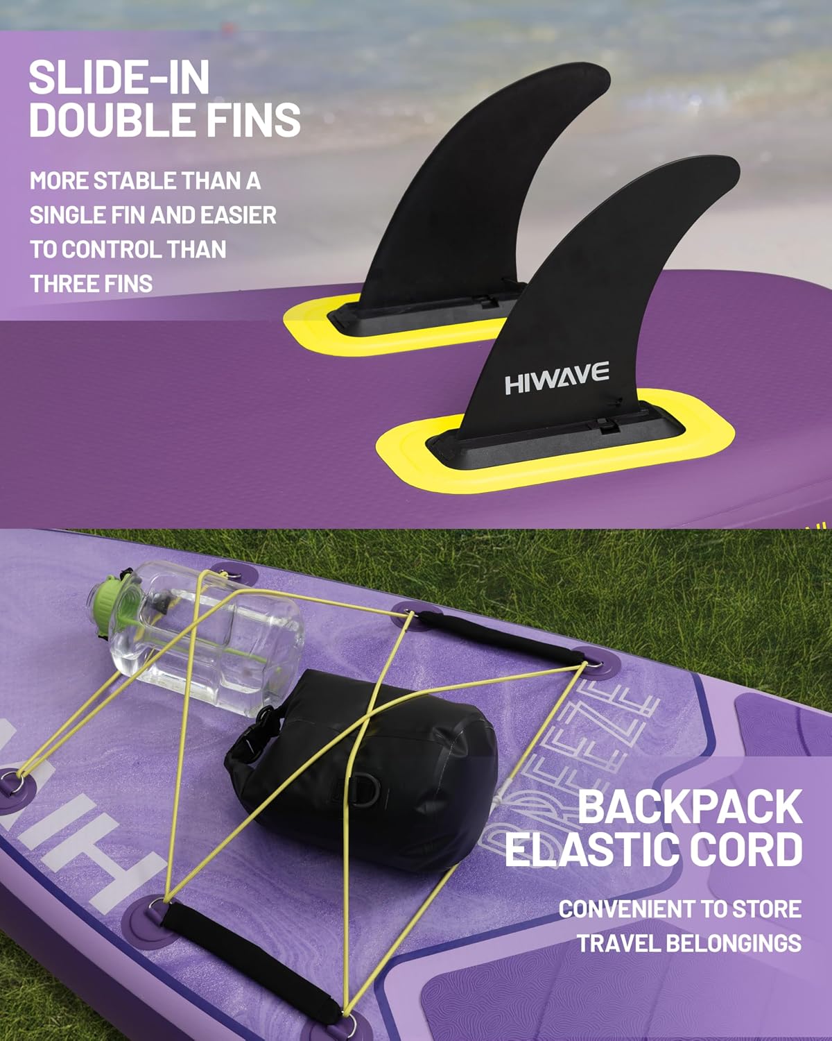 Hiwave Inflatable Stand Up Paddle Board 11'*34'*6' Sup Board, 420lbs Capacity Adult&Youth Paddle Board, Pet Friendly for Ocean&Lake, w/Double Action Hand Pump