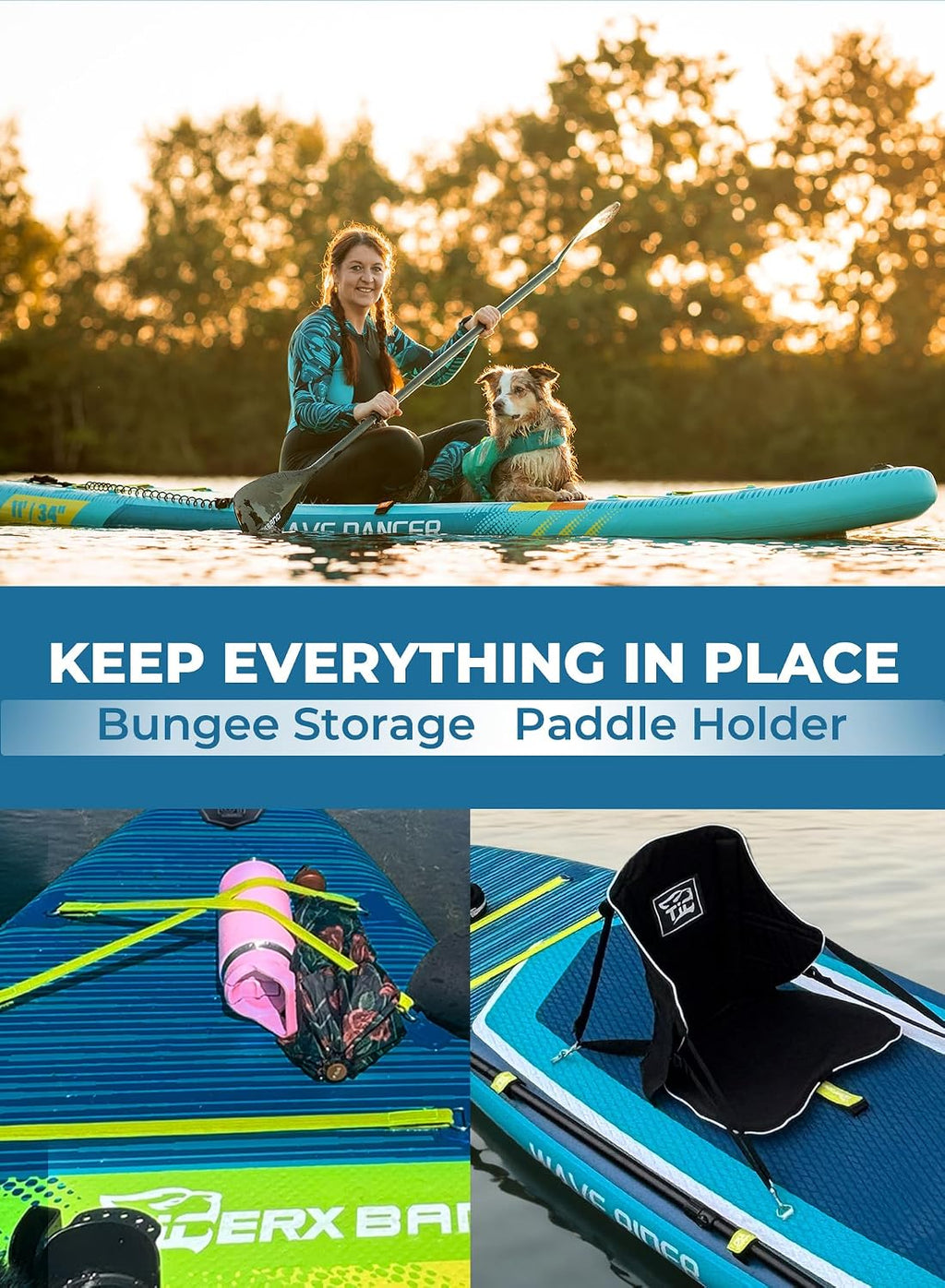 TIGERXBANG 11'6'/11'/10' Inflatable Paddle Board with Complete Accessories, Versatile Premium Paddle Boards for Adults/Youth, Stand Up Paddle Board Polar/Wave/Sunny Wave Collection
