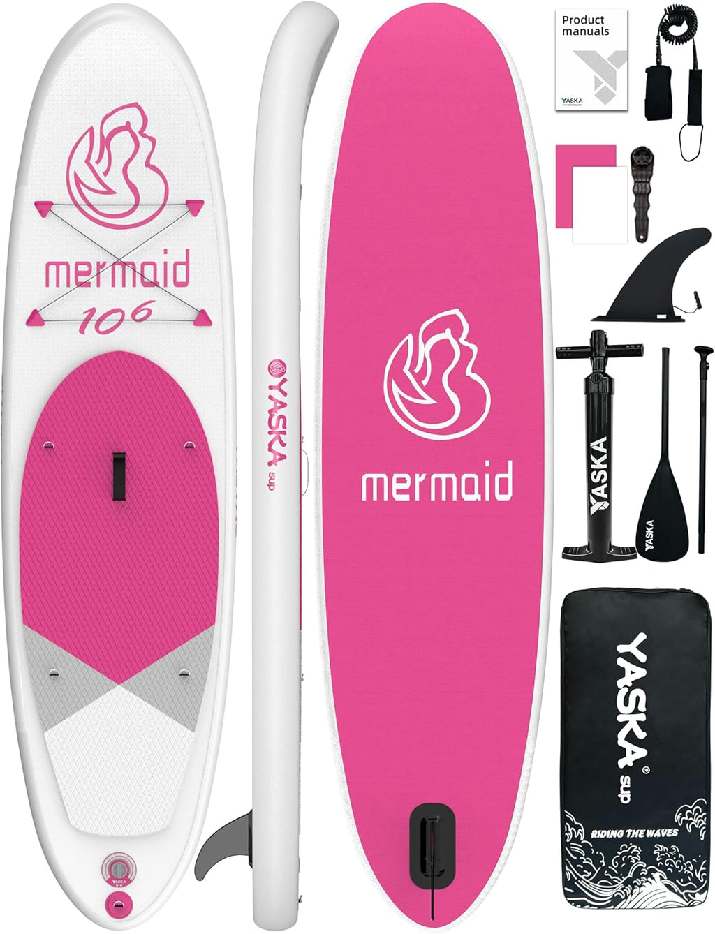 YASKA Inflatable Stand up Paddle Board 11ft with Premium SUP Accessories,Extra Wide Design Non-Slip Paddleboard for Beginner Adults Advenor Yoga Fishing