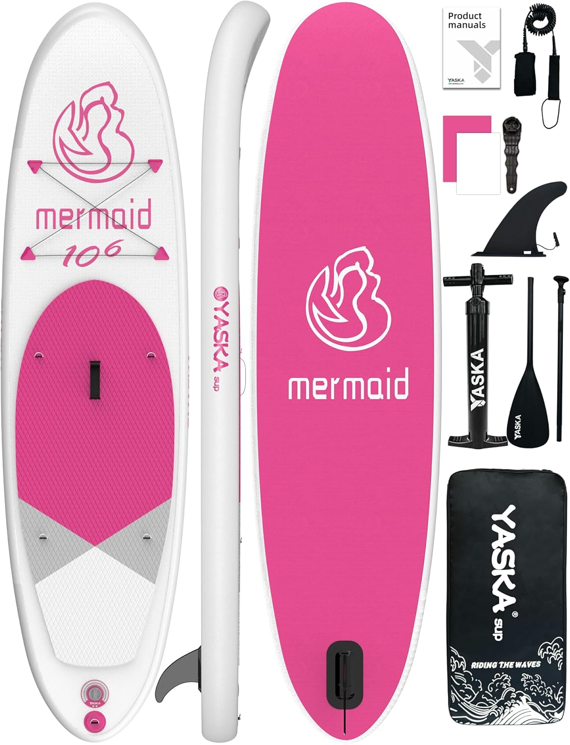 YASKA Inflatable Stand up Paddle Board 11ft with Premium SUP Accessories,Extra Wide Design Non-Slip Paddleboard for Beginner Adults Advenor Yoga Fishing