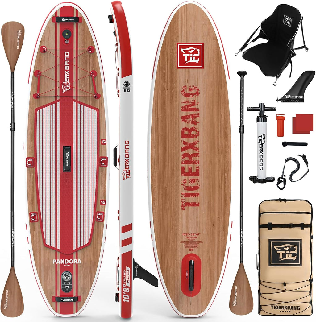 TIGERXBANG Paddle Board, 10.8' Stand Up Paddle Board with Premium Complete Inflatable SUP Accessories, Extra Wide Paddleboards for Adults & Kids-Pandora Collection