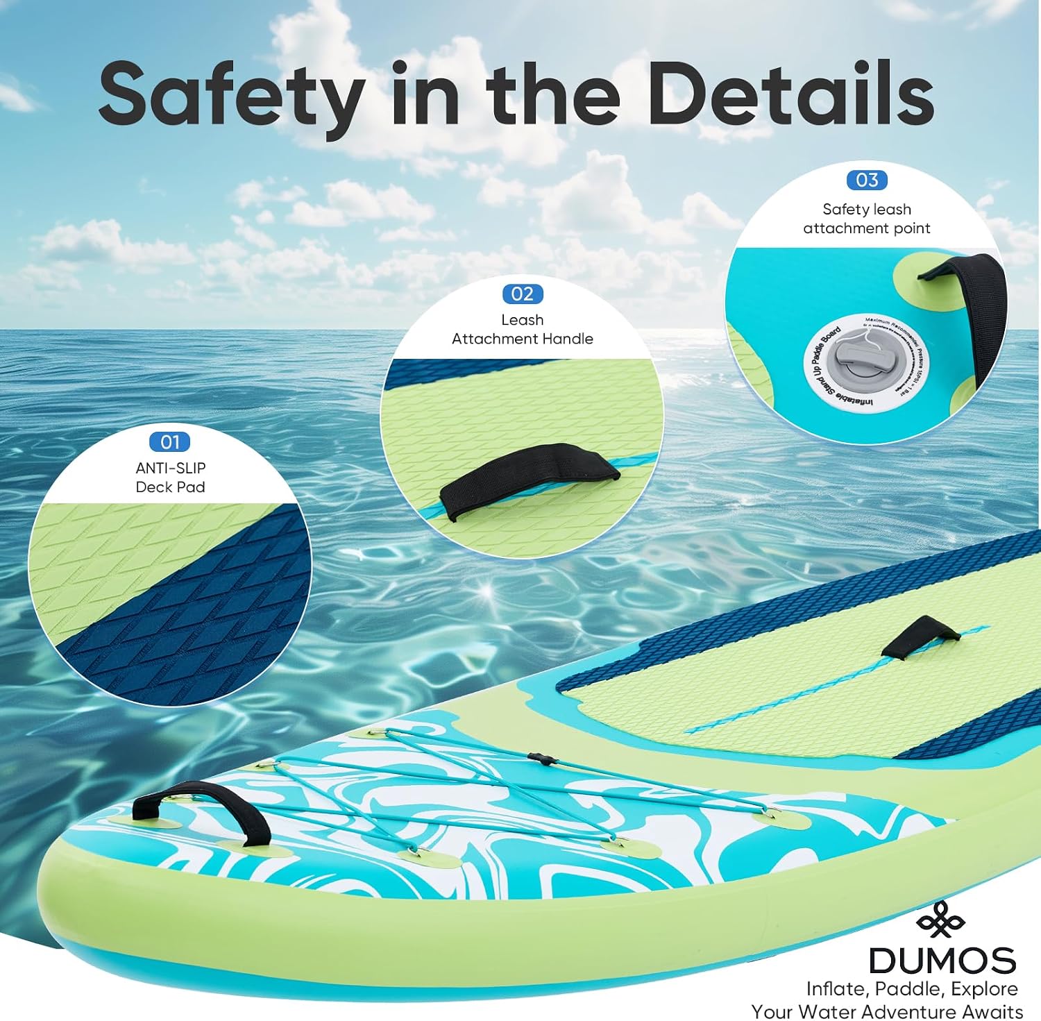 DUMOS Inflatable Stand Up Paddle Board, 10.5'×33'' Paddle Boards with Non-Slip Deck, Durable Advanced Material and Complete SUP Accessories for All Skill Levels