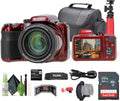 Kodak PIXPRO AZ425 20MP Vlogging Digital Camera (Red) 42X Optical Zoom, 24mm Wide Angle Lens Bundle with 32GB Memory Card + Vlogger Tripod + Bag + More Vlog Accessories