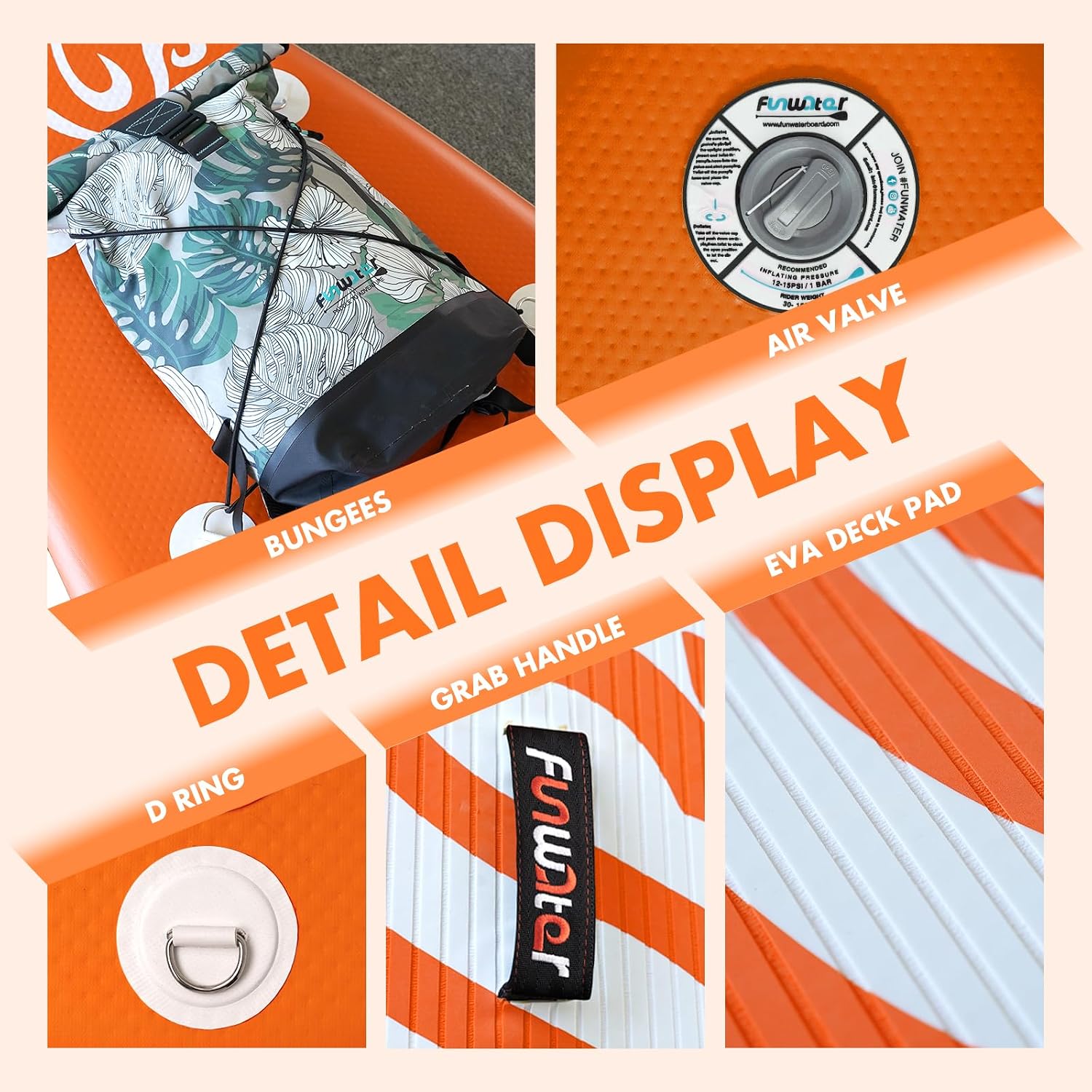 FunWater 8'/10'/10'6'/11'6' Inflatable Stand Up Paddle Board with Premium SUP Paddleboard Accessories, Wide Stable Anti-Slip EVA Deck,Paddle Boards for Adults & Youth of All Skill Levels