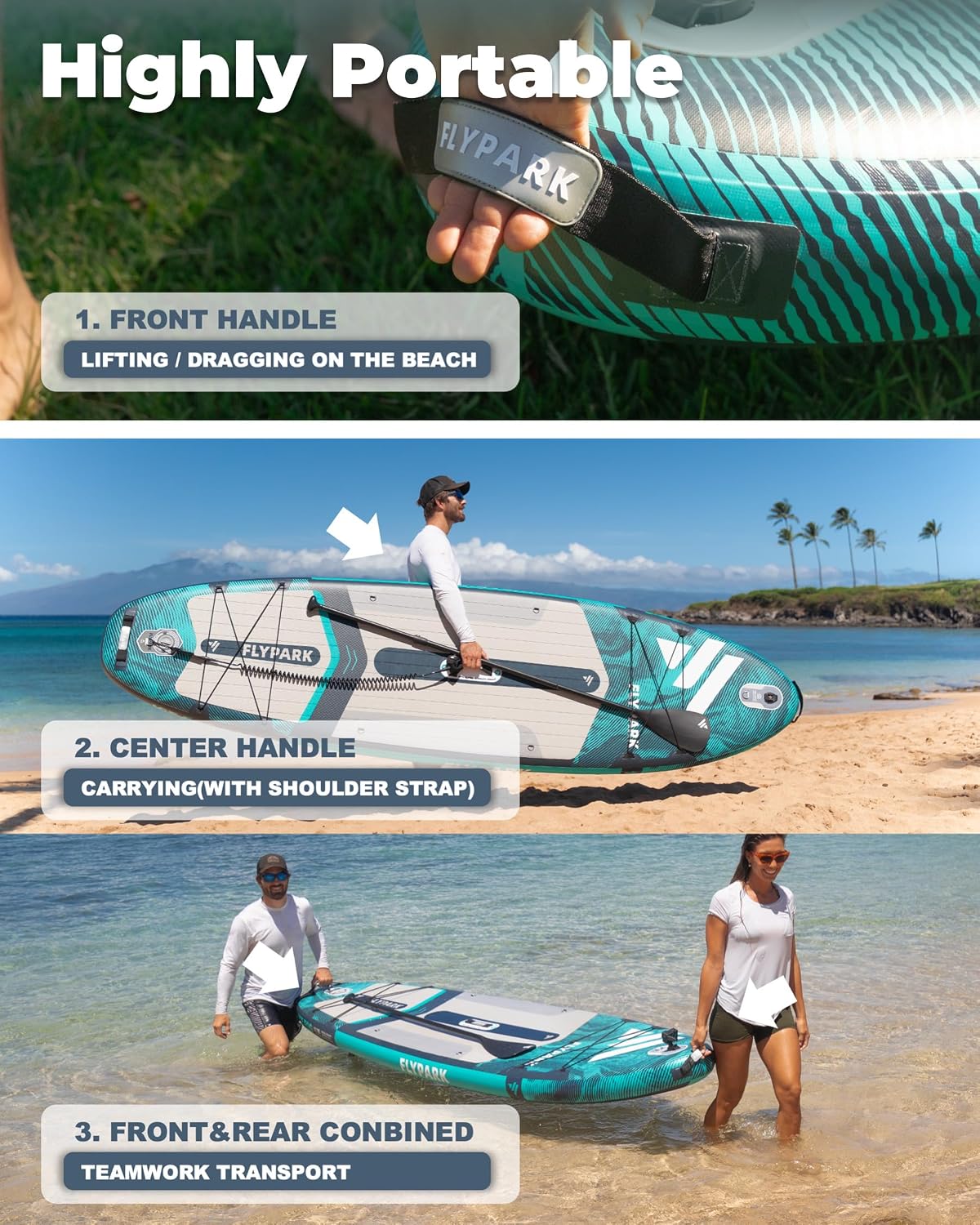 Flypark 10'8/11'x35'' Fishing&Family Stable Inflatable Paddle Boards, Extra Wide SUP Paddleboard Inflatable, 430lb/3 People, Stand Up Paddle Board for Adults, Camera Mount, Shoulder Strap, Rod Holder