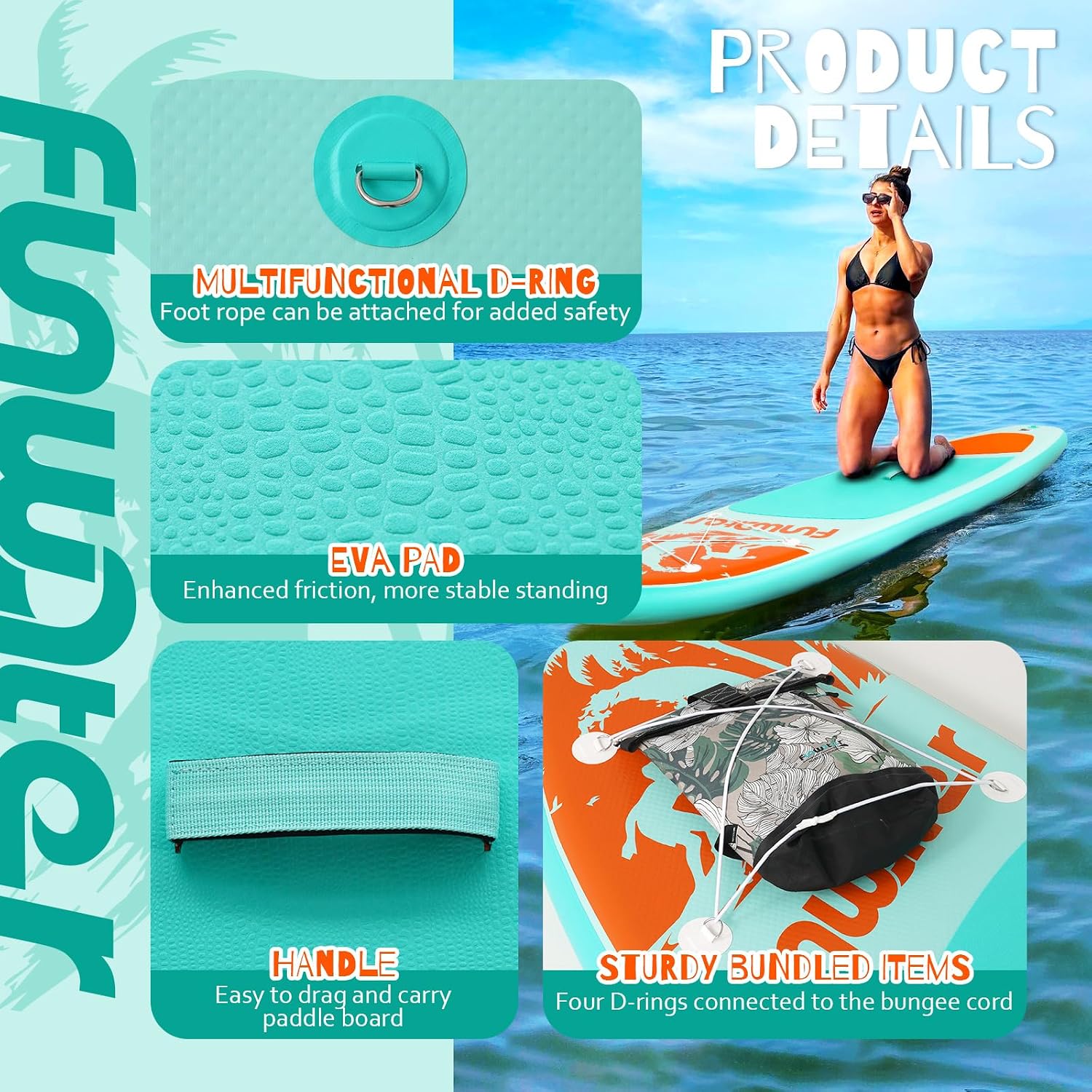 FunWater Inflatable Stand Up Paddle Board with Premium SUP Paddleboard Accessories, Anti-Slip EVA Deck, 11'6''/11'/10'6'' Paddle Boards for Adults & Youth of All Skill Levels