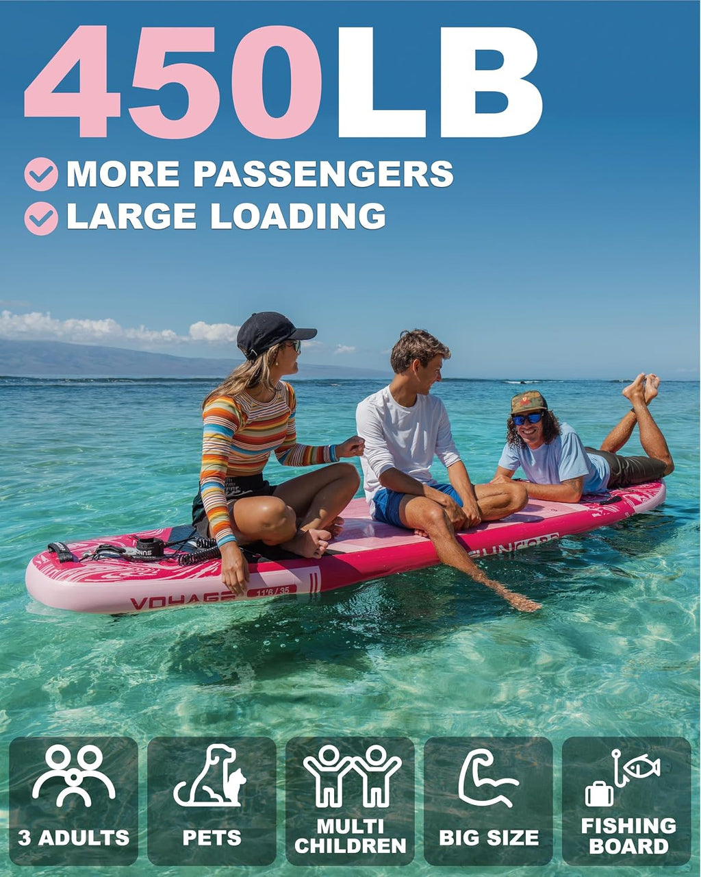 Suncorp 11.6'x35'' Inflatable Paddle Board, Extra Wide Stand-up Paddleboards, 450lbs Capacity, Inflatable SUP, Dual-Action Pump, 100L Backpack, 9 Plus Kits for Family, Fishing, Yoga&All Skill Levels