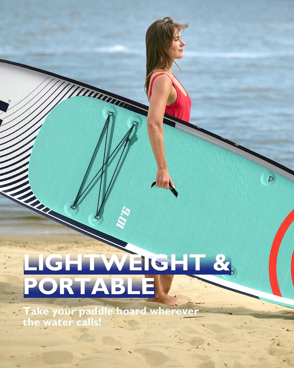 Mistral Inflatable Stand Up Paddle Board, 10'6''x32''x6'' Stable and Lightweight Paddleboard, with Carry Bag, Dual Action Pump, Paddle, Leash, Anti-Slip EVA Deck for Adults & Youth