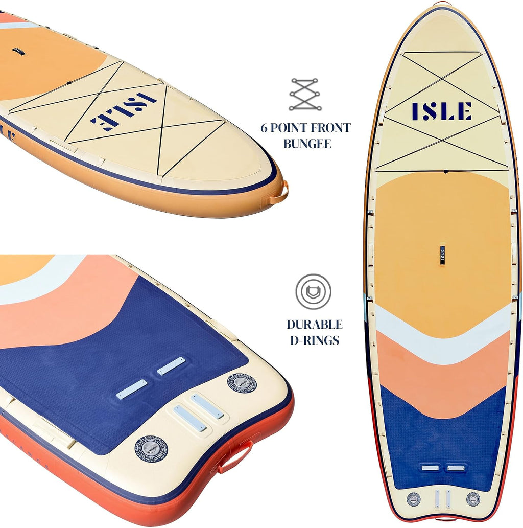 ISLE Megalodon Inflatable Stand Up Paddle Board & iSUP Bundle Accessory Pack - Up to 1,050 lbs Capacity — Durable, Lightweight, Stable — 12' L x 45' W x 8' OR 15' L x 56' W x 8'