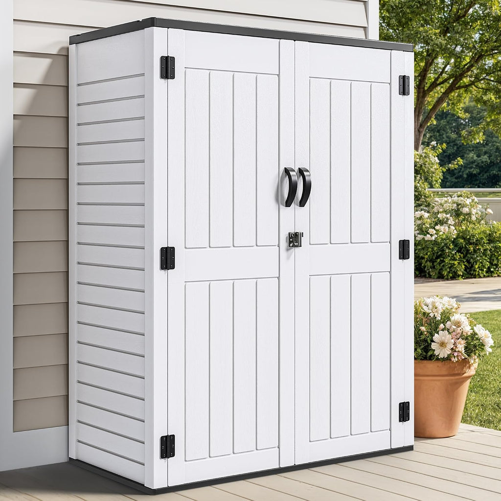 YITAHOME 59 cuft Outdoor Vertical Storage Shed, Tall Storage Shed Outdoor w/o Shelf, Outdoor Waterproof Storage Cabinet for Garage, Pool Storage, Garden Shed Outdoor Storage, Light Gray