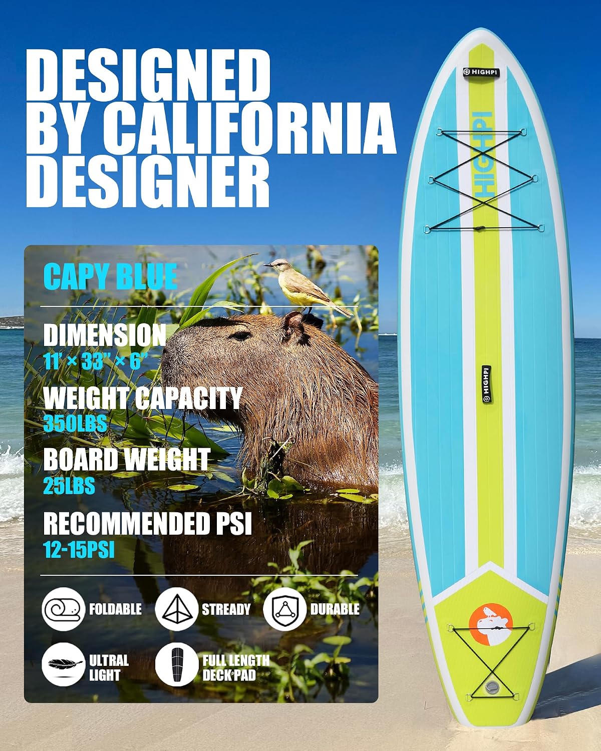 Inflatable Stand Up Paddle Board for Youth and Adults – Wide Sup with Premium Accessories, Blow Up Paddleboard for Surfing, Fishing, Yoga & More