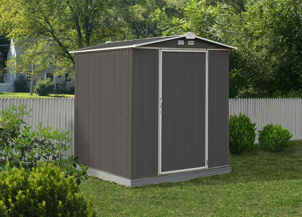 Arrow 6' x 5' EZEE Galvanized Steel Low Gable Shed Charcoal with Cream, Storage Shed with Peak Style Roof