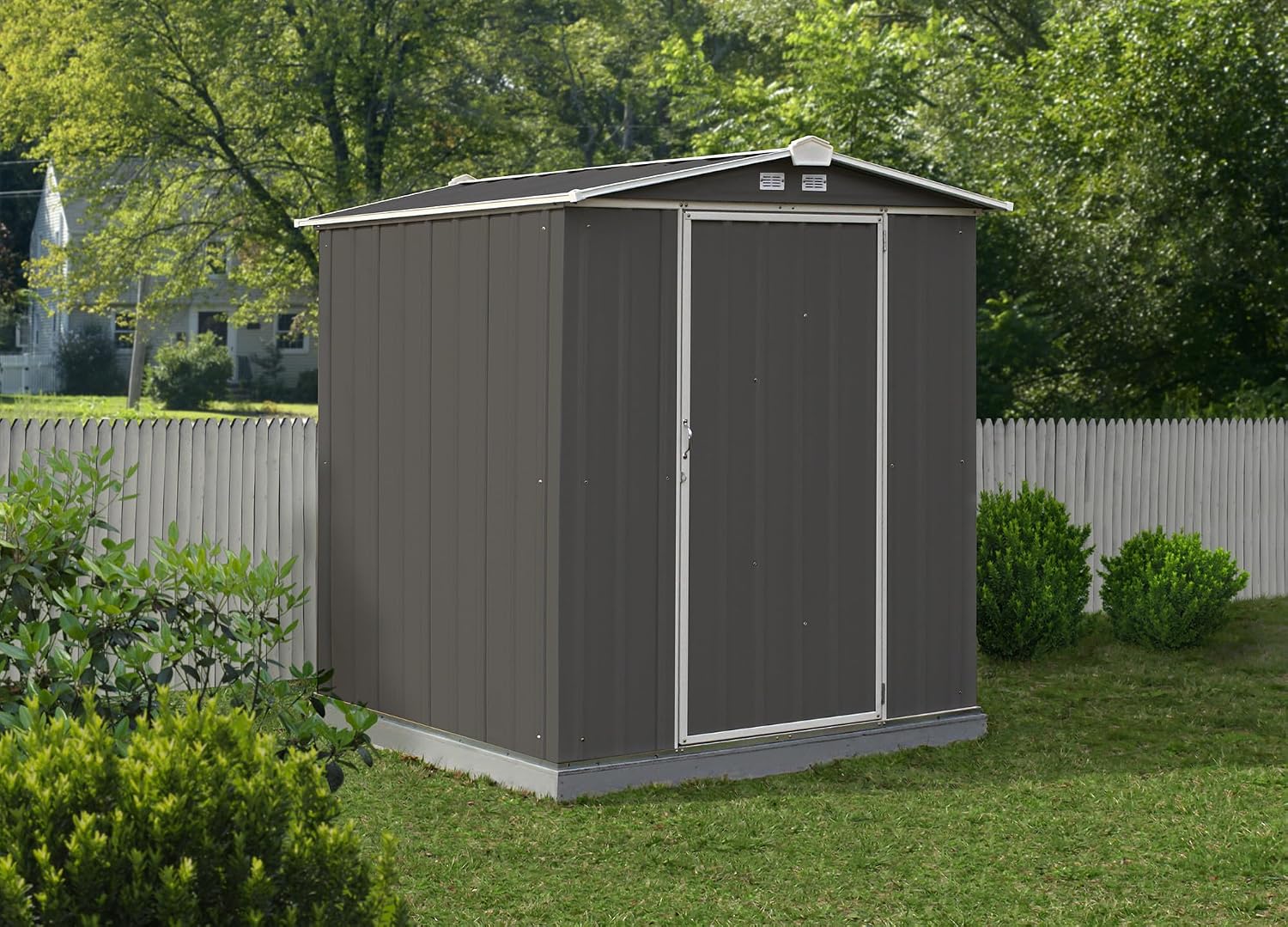 Arrow 6' x 5' EZEE Galvanized Steel Low Gable Shed Charcoal with Cream, Storage Shed with Peak Style Roof