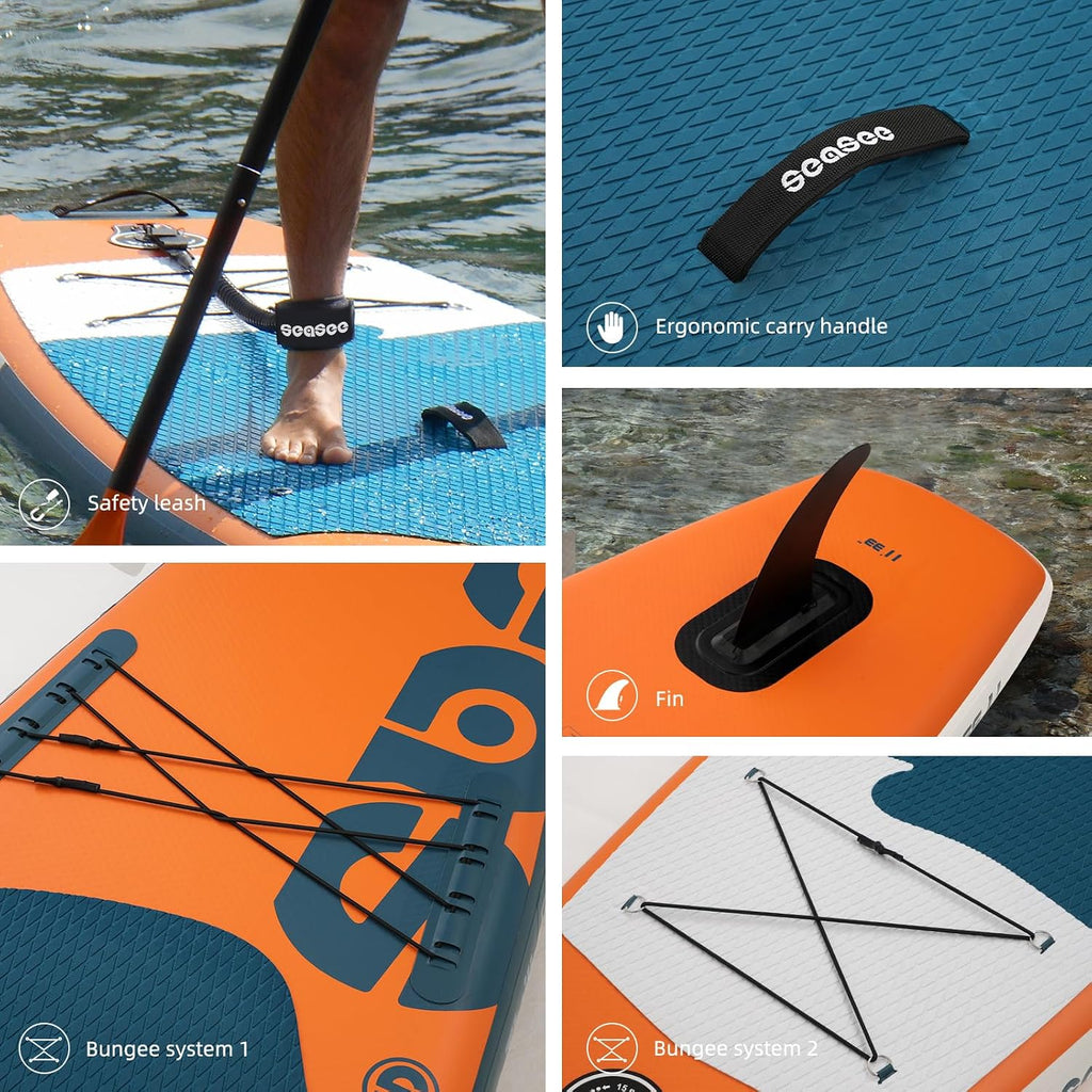 Inflatable Stand Up Paddle Board Includes Paddle, Dual Action Pump, and Accessories 11ft Lightweight iSUP, 33'*6' Wide Stable Design, Anti-Slip EVA Deck, Paddle Board for Adults