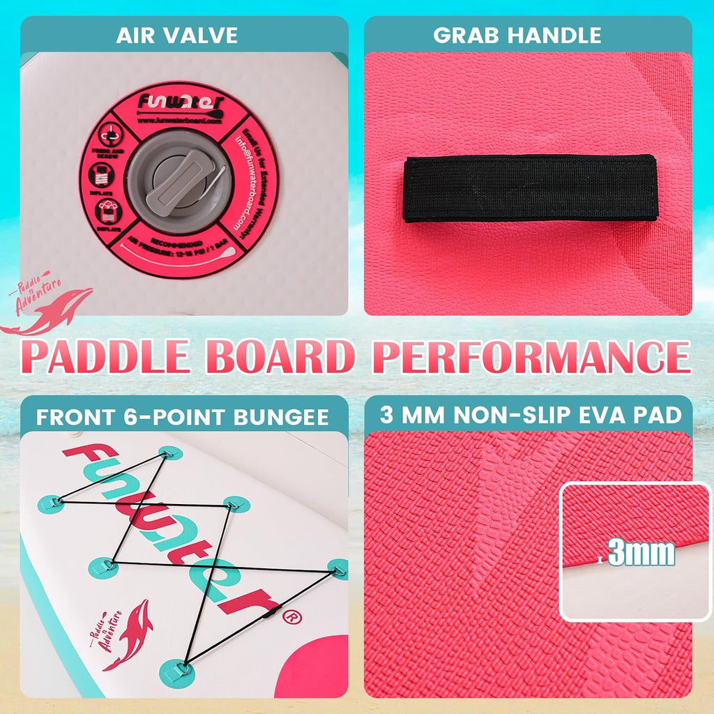 FunWater Inflatable Stand Up Paddle Board 10'6'/11'/11'6' Paddle Board for Adults & Youth, Paddleboards Inflatable with Premium SUP Accessories, Wide Stable, Non-Slip Comfort Deck