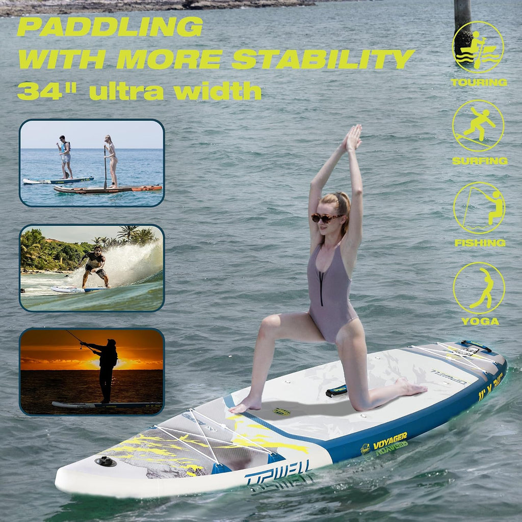 UPWELL 11'6'/11'2'/11'/10'8'/10'6'/10'2' Inflatable Stand Up Paddle Board with sup Accessories Including Backpack, Repairing Kits, Non-Slip Deck, Leash, 3 Fins, Paddle and Hand Pump