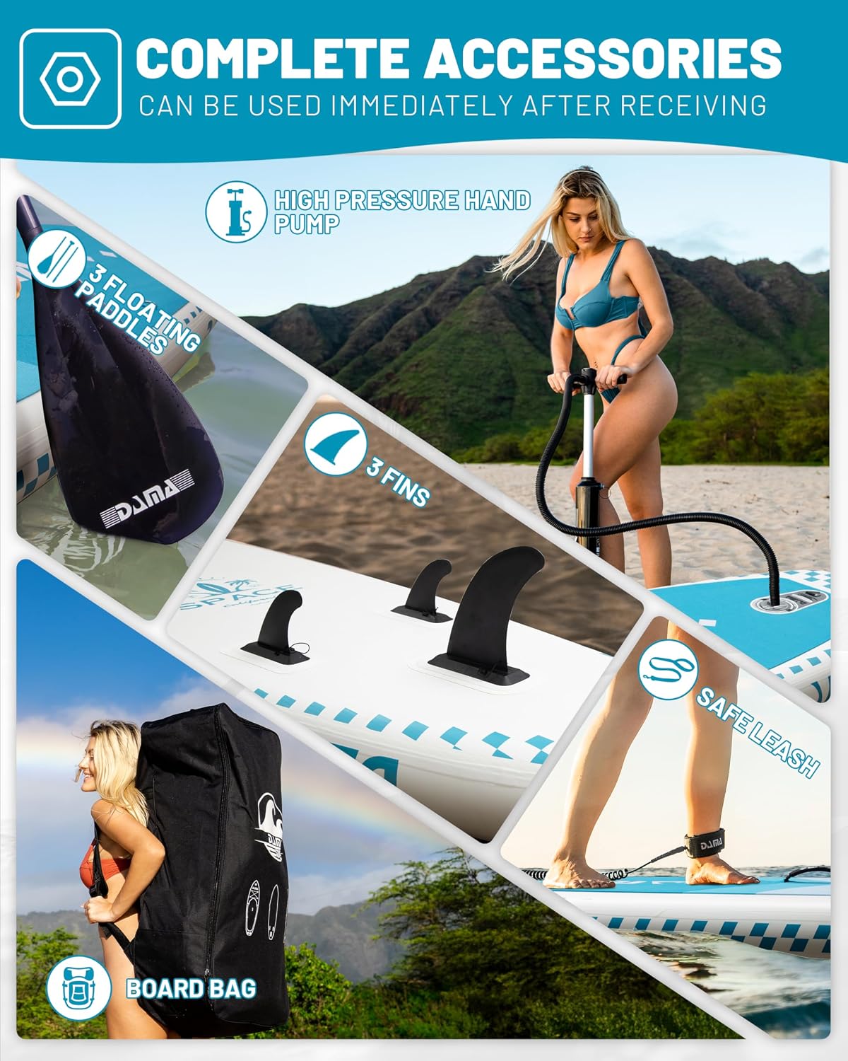 DAMA 11'*34'*6' Inflatable Paddle Board, Paddle Boards for Adults,Sup,Lightweight and Durable, Easy to Inflate, Versatile in Style, Fully Functional, Equipped w/High Grade Accessories.