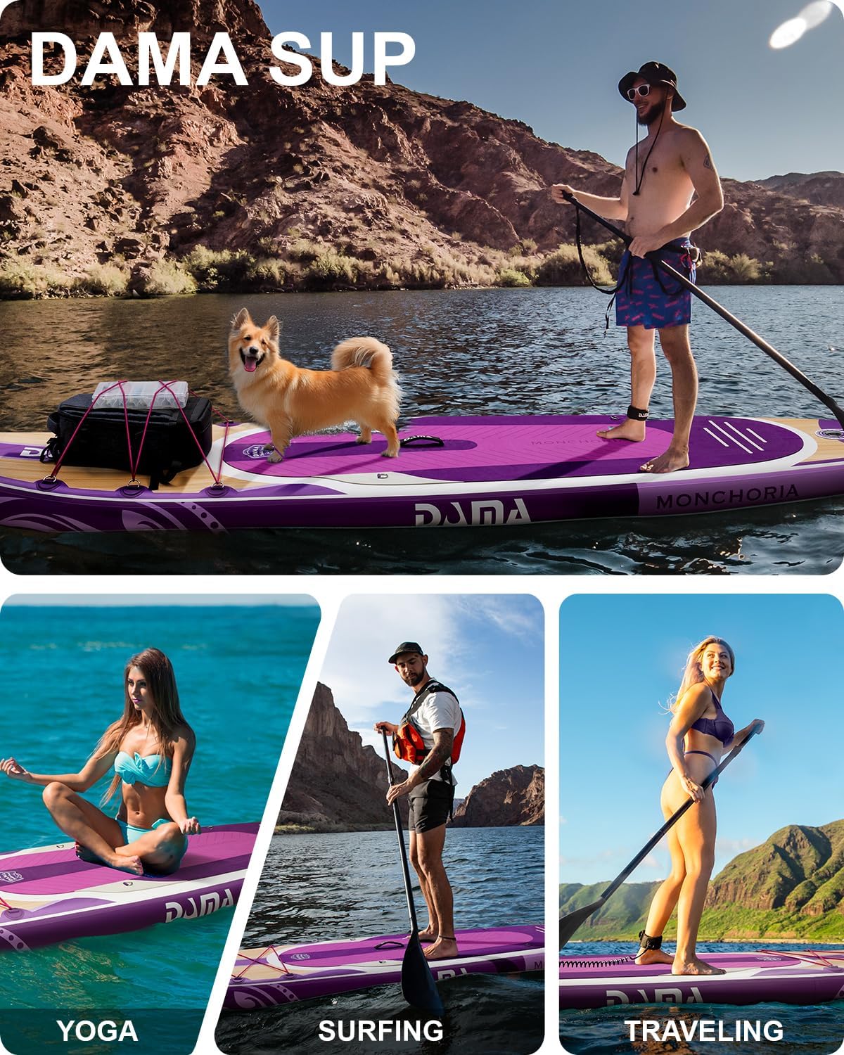 DAMA 11'*34'*6' Stand Up Paddle Board, Inflatable Paddle Board,Inflatable Paddle Boards for Adults w/a Wide, Smooth and Non Slip Deck, Versatile Styles, Suitable for Adults