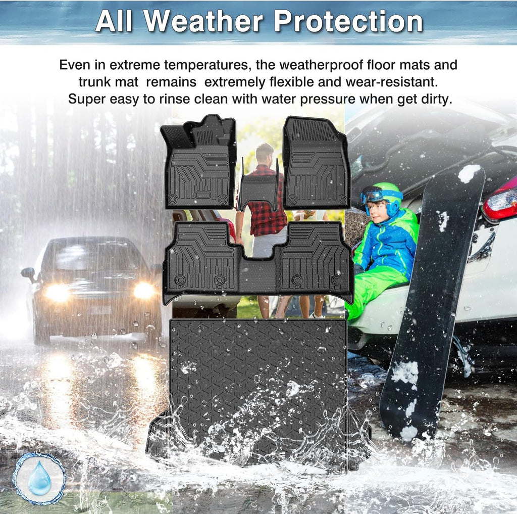 Mixsuper Floor Mats for Volkswagen ID.4 2021-2025 2026, Car Mat for VW ID4 All Weather Trunk Mat and 2 Row Floor Liners Accessories Set Black