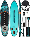 MYBOAT 11'6'×34'×6' Extra Wide Inflatable Paddle Board, Stand Up Paddle Board for Fishing, Sup Board with 3 Removable Fins, Dual Bungees, Camera Mount, Hand Pump, Strong Paddle,Leash