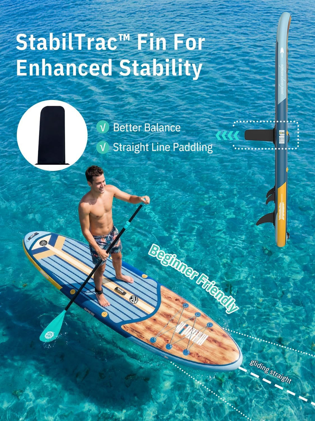 Niphean Inflatable Stand Up Paddle Board with SUP Accessories, Anti-Slip EVA Deck, 10'6'' Inflatable Paddle Boards for Adults & Youth of All Skill Levels