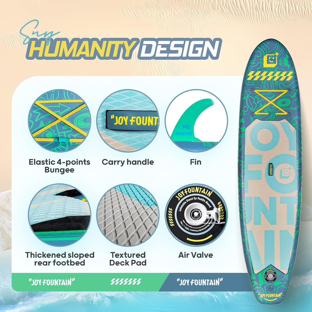 Inflatable Paddle Board,10.8'x31.5'x6' Stand Up Paddle Boards,Premium SUP Board Paddle with Removable Fin, Floating Paddle, Hand Pump, Waterproof Bag for Adults & Youth