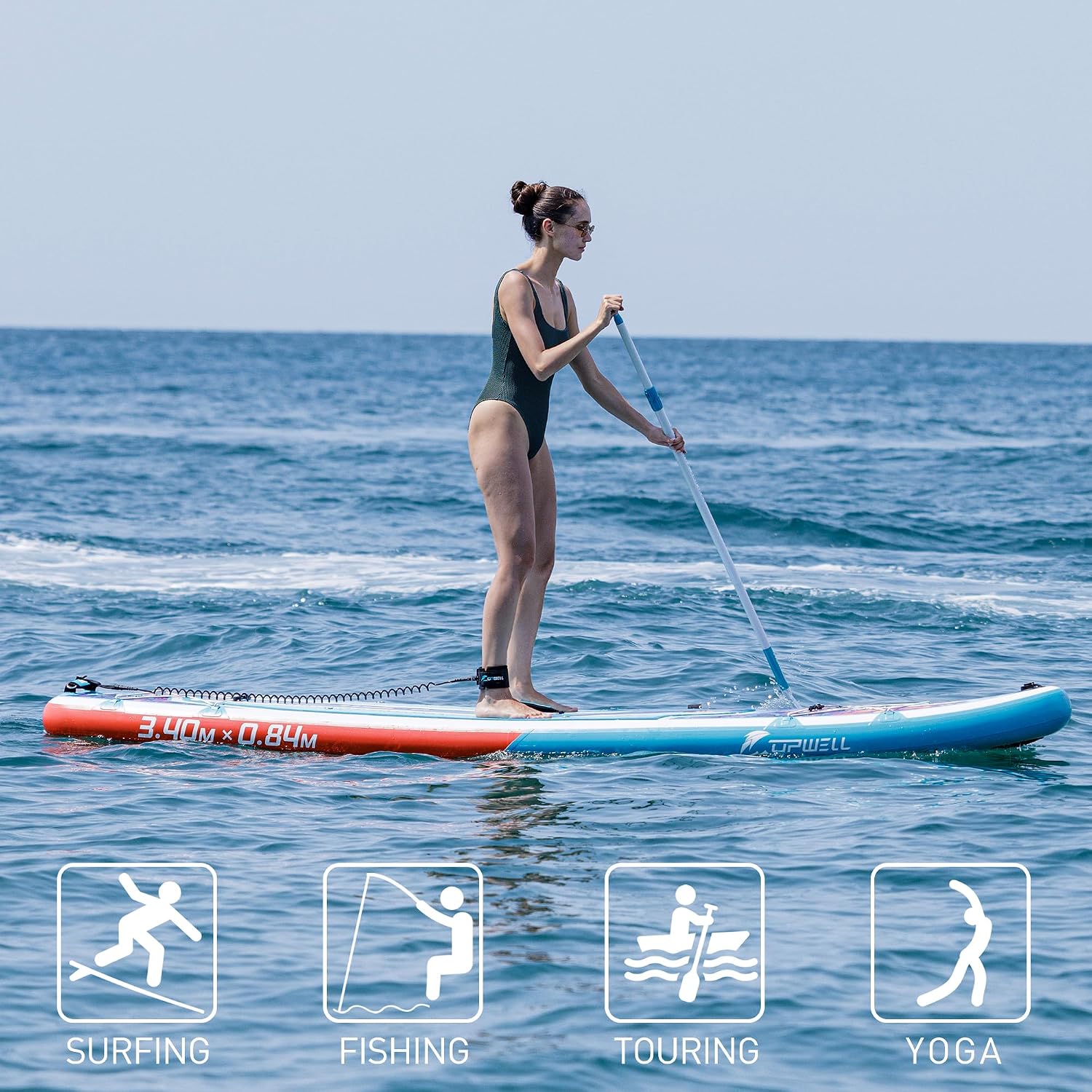 UPWELL 11'6'/11'2'/11'/10'8'/10'6'/10'2' Inflatable Stand Up Paddle Board with sup Accessories Including Backpack, Repairing Kits, Non-Slip Deck, Leash, 3 Fins, Paddle and Hand Pump