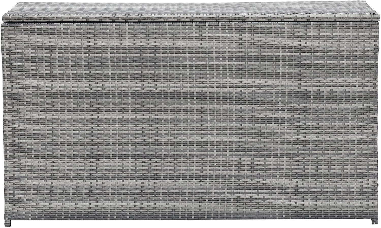 Teamson Home 154 Gallon Lined Weather Resistant Outdoor Rattan Wicker Patio Deck Storage Box with Soft Close Hinges for Patio Furniture Cushions or Pool Accessories, Gray