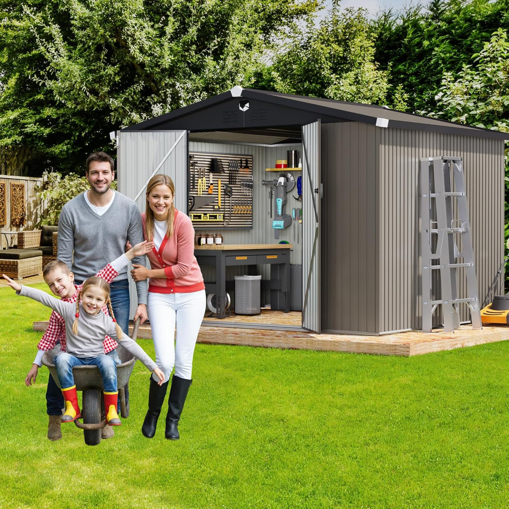Outdoor Storage Shed 10x8 FT,Metal Tool Sheds,Waterproof Outside Storage Shed,Large Storage Building with Lockable Door
