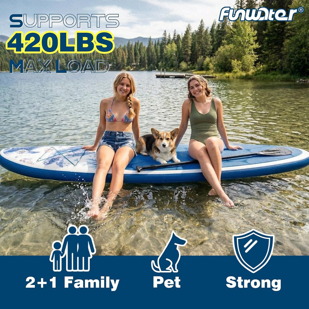 FunWater Stand Up Paddle Board Ultra-Light Inflatable Paddleboard with SUP Accessories for Adults & Youth of All Skill Levels