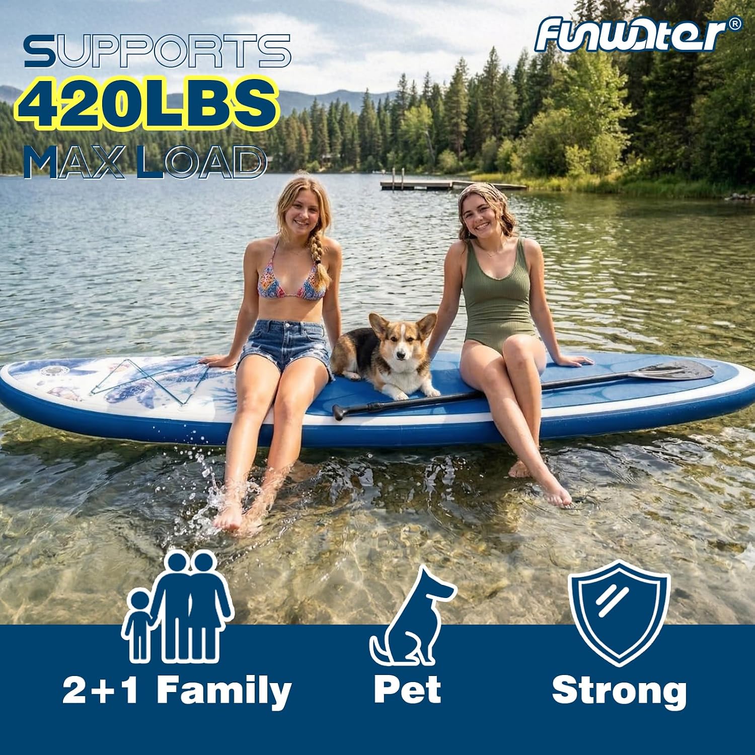 FunWater Stand Up Paddle Board Ultra-Light Inflatable Paddleboard with SUP Accessories for Adults & Youth of All Skill Levels