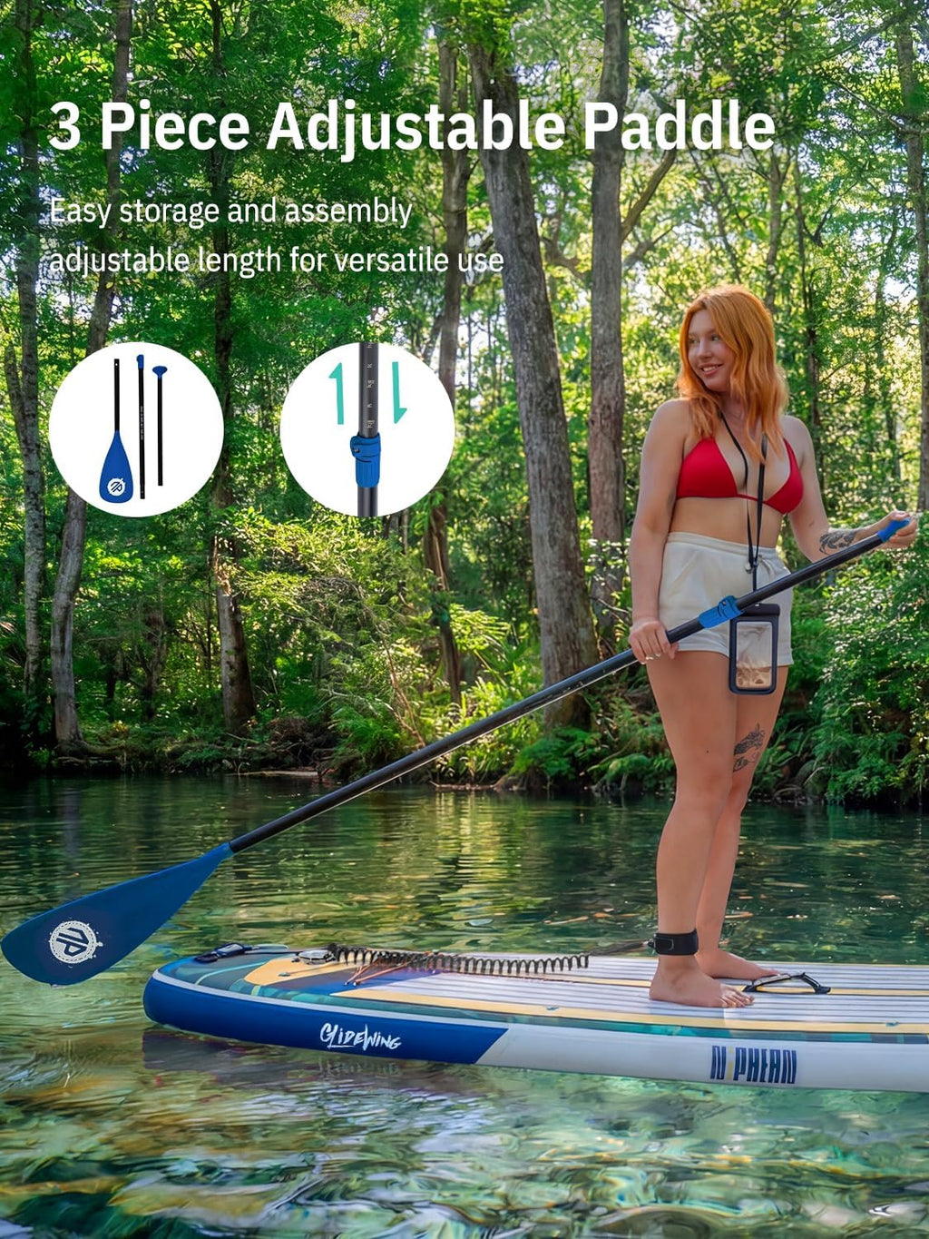 Niphean (Extra Large) Inflatable Paddle Board, SUP for 2+1 People/Family 500lbs Capacity Stand Up Paddle Board with SUP Accessories, StabilTrac Fin Non-Slip Paddleboard for Adults
