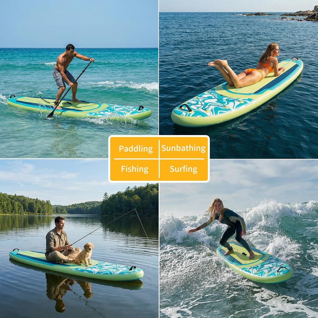 NEWBULIG 33' Inflatable Paddle Board SUP, Stand Up Paddle Board Blow Up with 3 Carry Handles, Non-Slip Deck Pad, Complete Kit with Pump, Leash & Backpack for Beginners/Adults