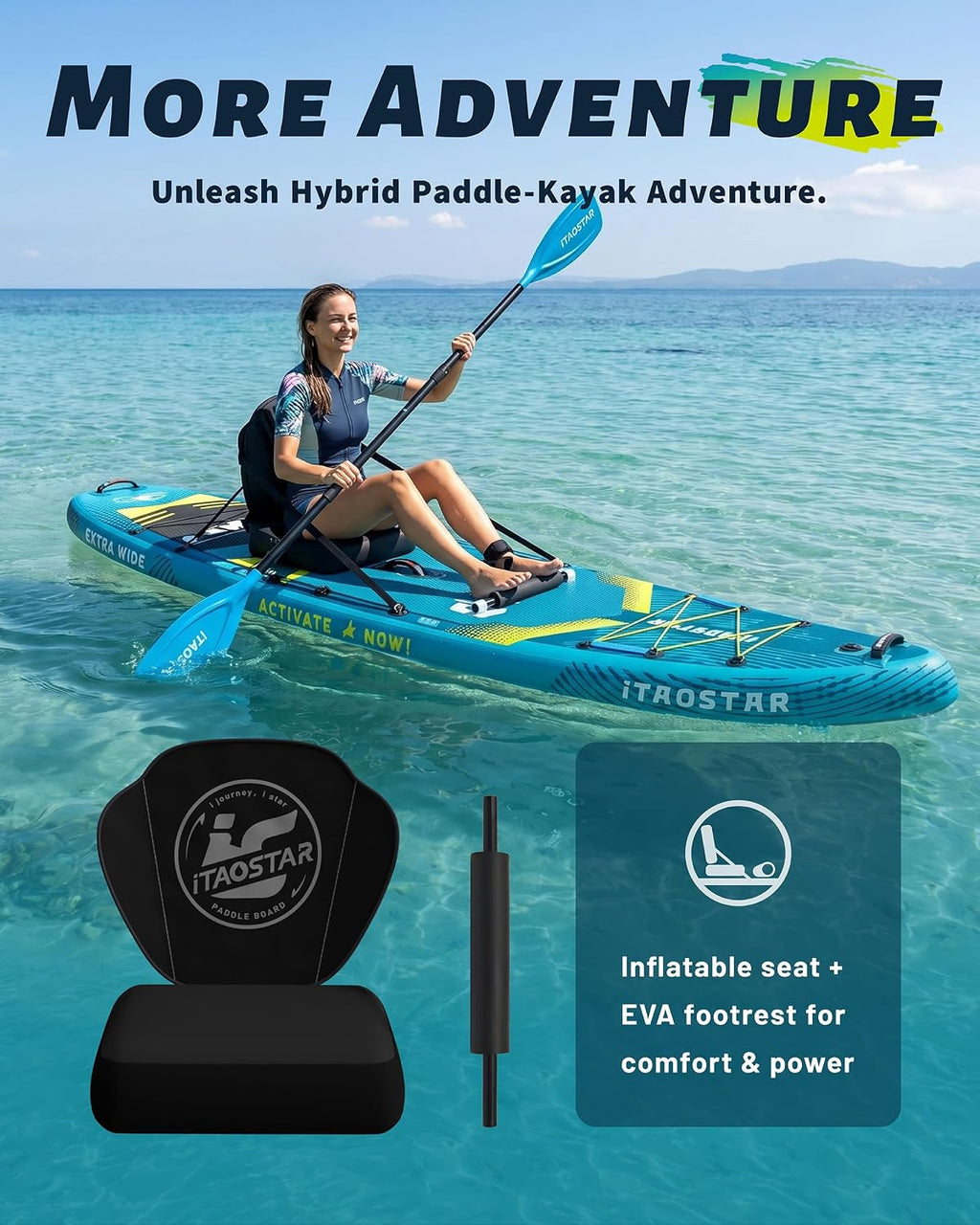 iTAOSTAR Lead 12' × 35' / 11' × 33' Stand Up Paddle Board Inflatable, Extar Wide SUP Board with 5 Fins Stable Design for Adults, Youth, All Skill Levels, Lakes, Oceans