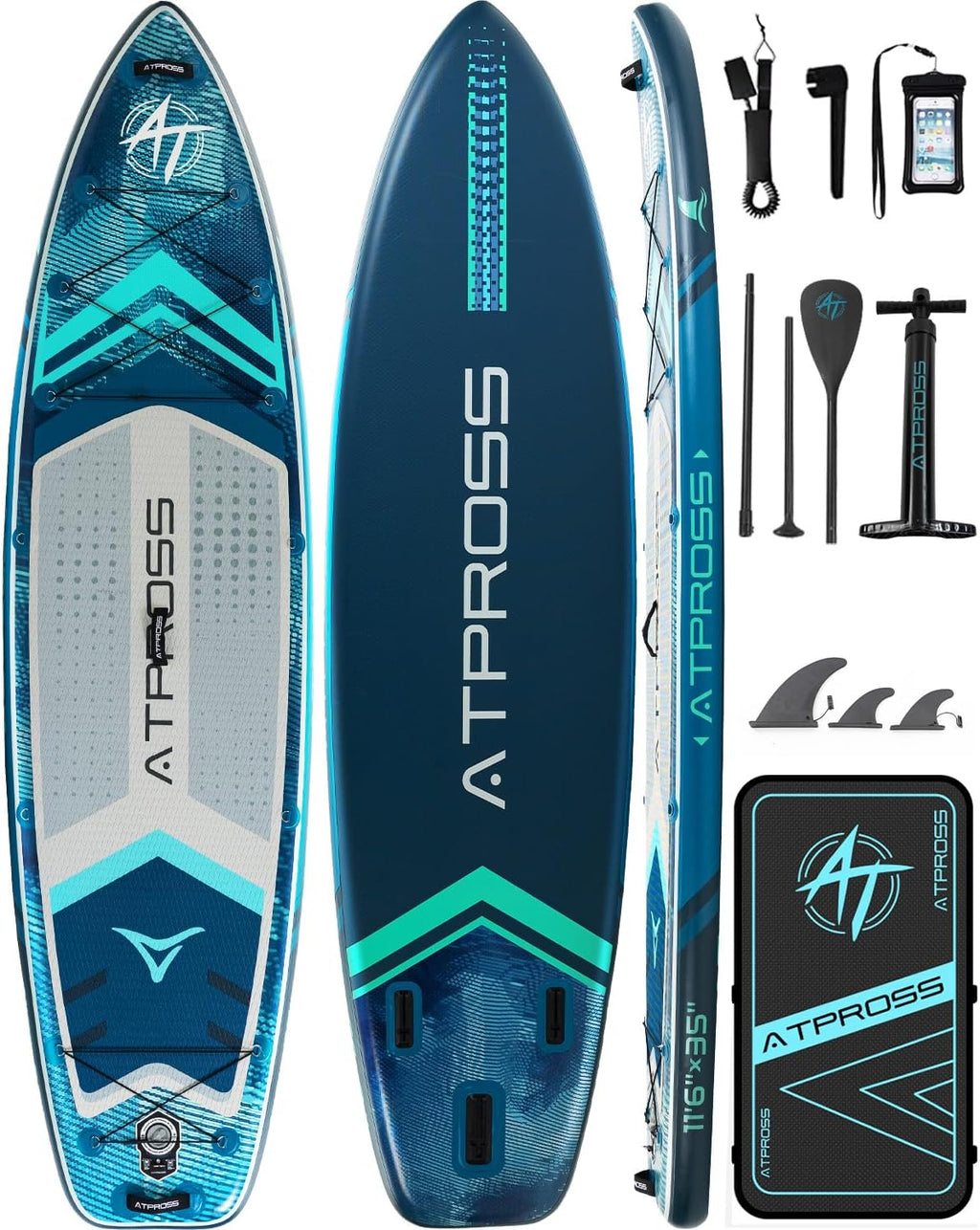 11'6'x35' Inflatable Paddle Board, 450lbs Extra Wide Stand Up Paddleboard for Adults with Premium SUP Accessories Kit & Backpack, Blow Up Kayak Non-Slip Stable Deck Boat for Yoga Fishing Surf