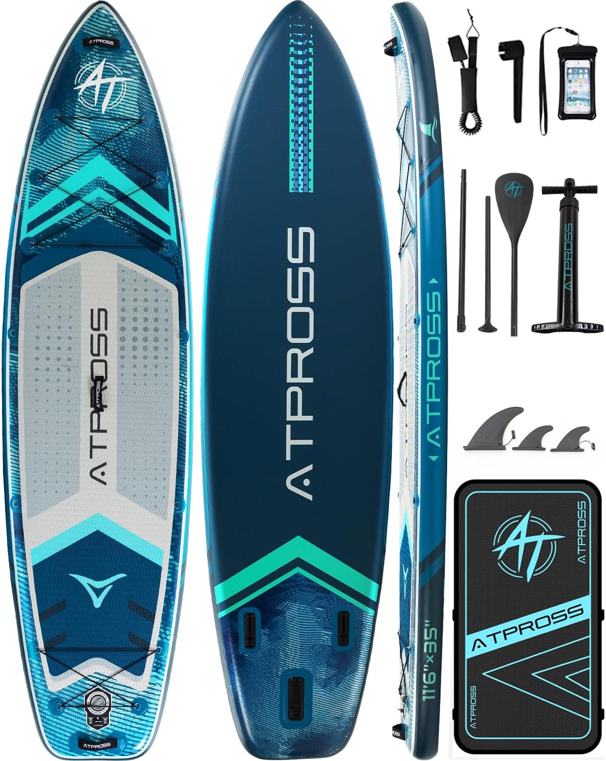 11'6'x35' Inflatable Paddle Board, 450lbs Extra Wide Stand Up Paddleboard for Adults with Premium SUP Accessories Kit & Backpack, Blow Up Kayak Non-Slip Stable Deck Boat for Yoga Fishing Surf