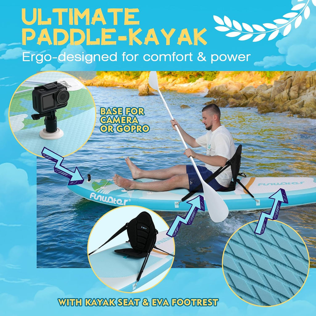 FunWater Stand Up Paddle Board Ultra-Light Inflatable Paddleboard with SUP Accessories for Adults & Youth of All Skill Levels