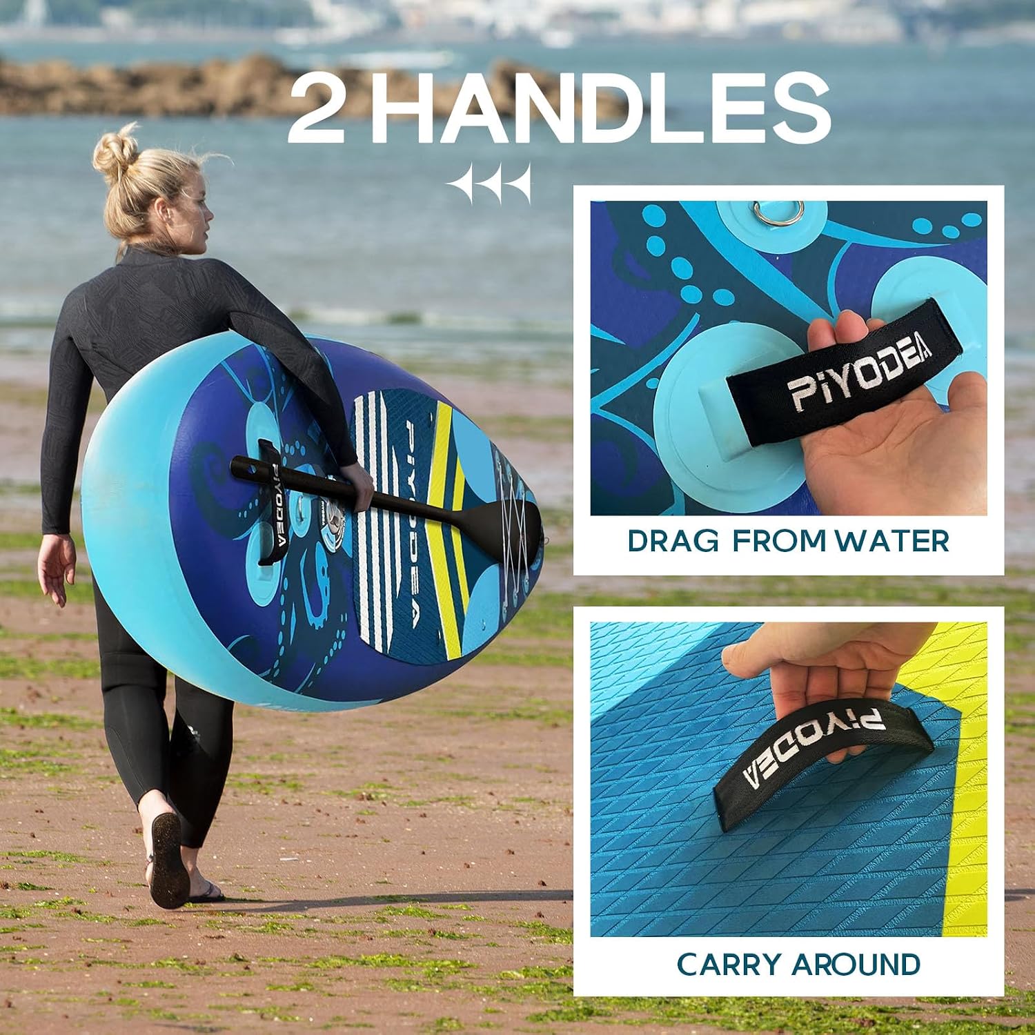 Paddle Boards for Adults, 10'6'/11'/11'6' Inflatable Paddle Board, Super Non Slip Eva, Stand Up Paddle Board with Removable Fins, Adjustable Paddle, Pump, Shoulder Strap, Leash, Standing Boat
