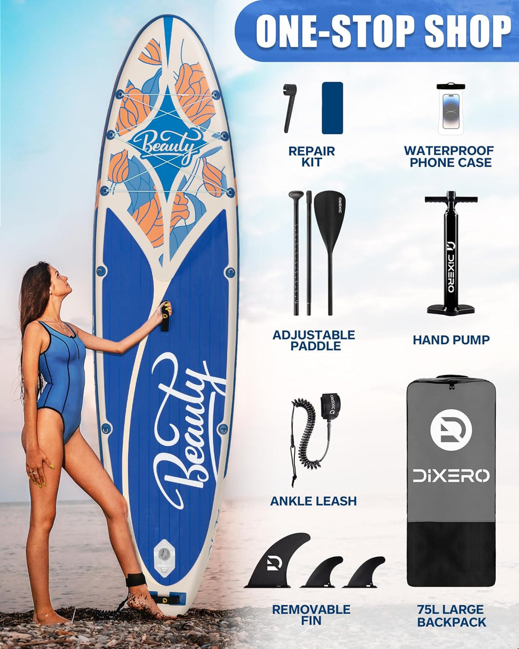 Inflatable Stand Up Paddle Board with SUP Accessories, 11'*33' Inflatable Paddle Boards for Adults & Youth of All Skill Levels