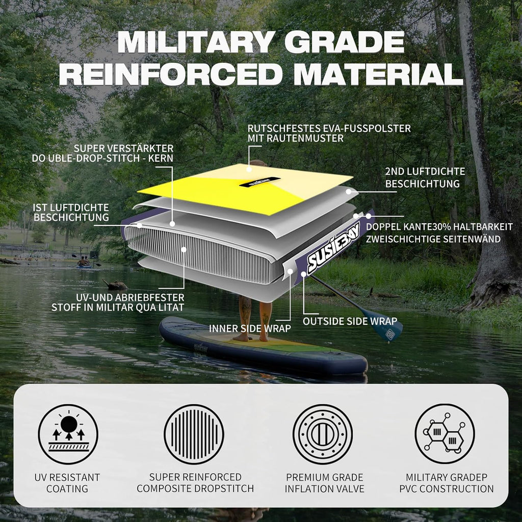Inflatable Stand Up Paddle Board, 11ft 10'6' Paddle Board for Adults & Youth, Durable SUP Accessories with Non-Slip Deck, Dual Hand Pump,10L Dry Bag,108L Backpack