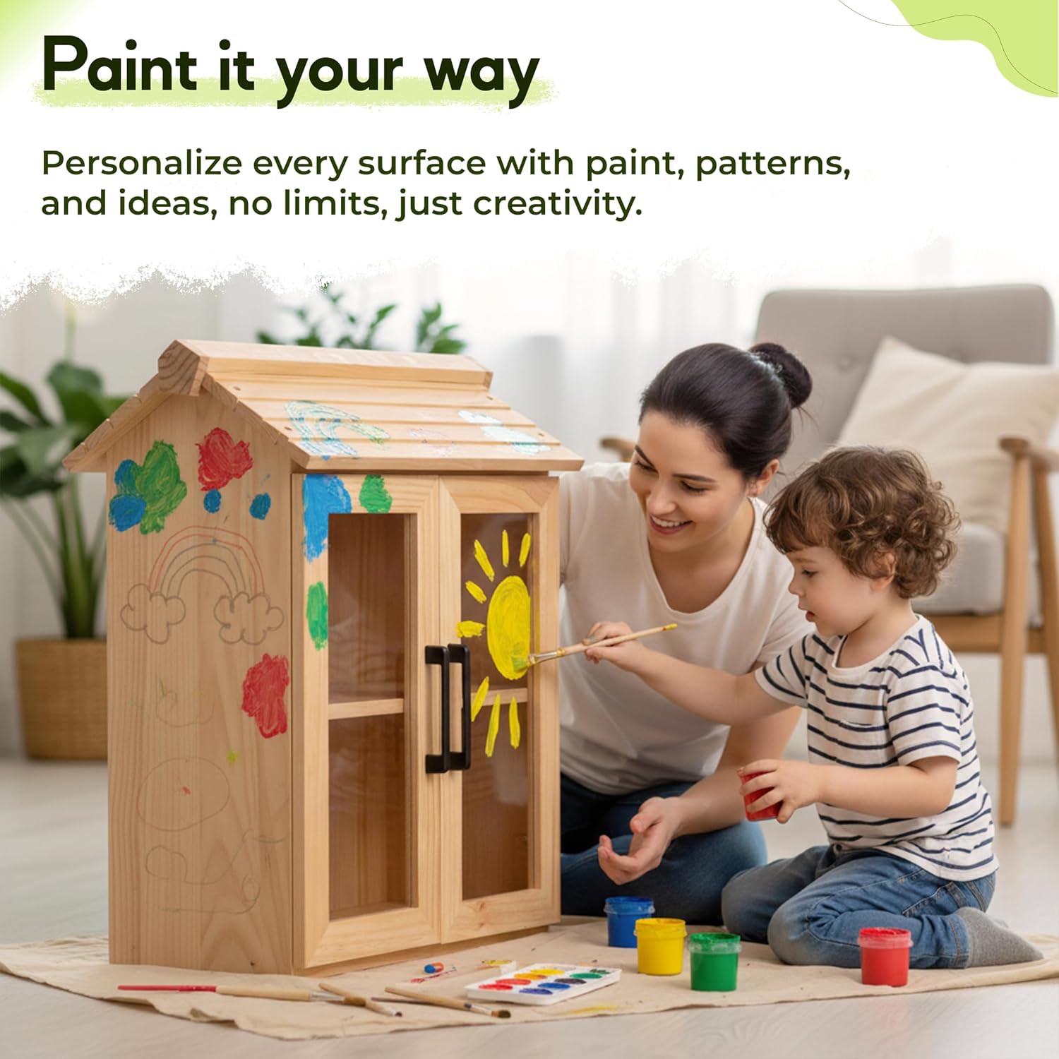 Little Library Box Outdoor Kit with Mount, 2-Tier Book Exchange Box (21×11×26 in), Waterproof Pine Little Free Library Kit with 2 Acrylic Doors, Outdoor Book Storage for Yards, Schools, Parks